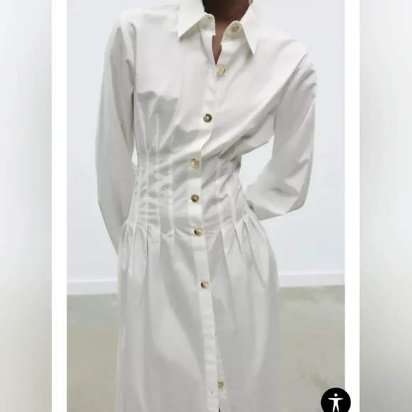 Zara Fitted Waist Poplin Dress - Picture 3 of 5
